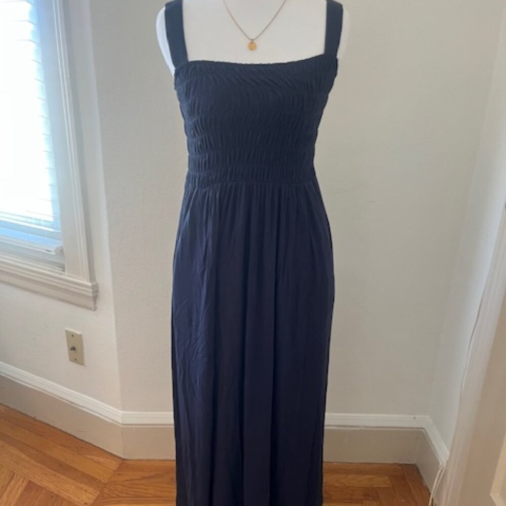Boden Shirred Tank Square Neck Jersey Maxi Dress | Navy, Women's 4R